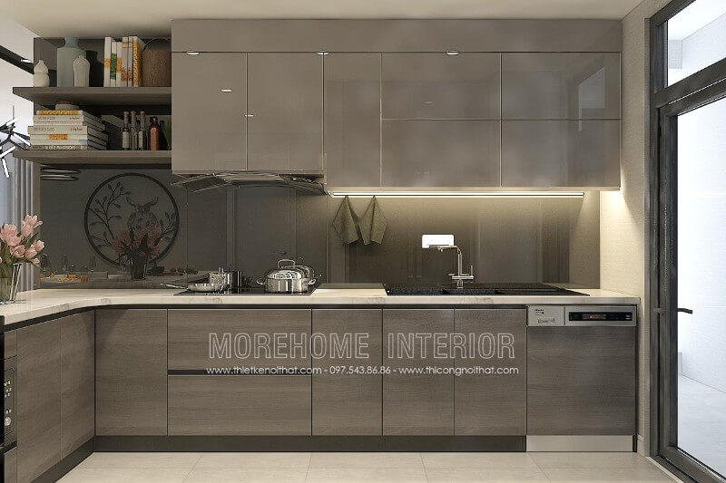 Tủ bếp gỗ công nghiệp mang vẻ đẹp hiện đại, đơn giản, với màu xám nhẹ nhàng làm toát lên sự tinh tế, hiện đại. Sản phẩm này đã và đang có mặt tại căn bếp của nhiều hộ gia đình Tủ bếp hiện đại,tủ bếp đẹp hiện đại, tủ bếp An Cường