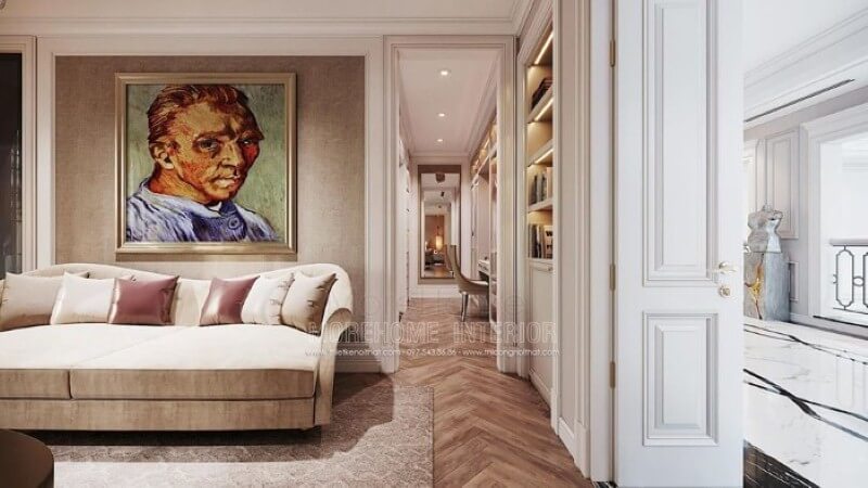 Tranh canvas trang trí tường đẹp ấn tượng với bức họa chân dung họa sĩ Van Gogh nổi tiếng. Thiết kế phòng ngủ
