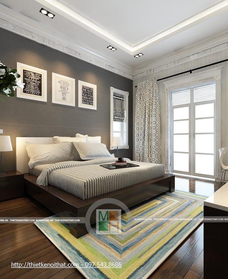 Thiết kế nội thất phòng ngủ hiện đại với nội thất gỗ tự nhiên sang trọng, nhẹ nhàng Thiết kế phòng ngủ