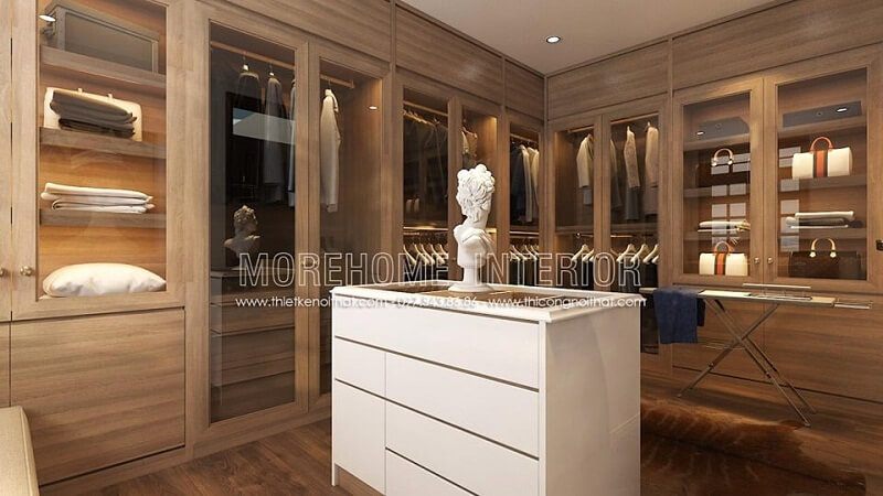 Mẫu thiết kế tủ quần áo gỗ công nghiệp kết hợp với cánh kính đẹp bằng vật liệu cao cấp mang đến không gian cuốn hút