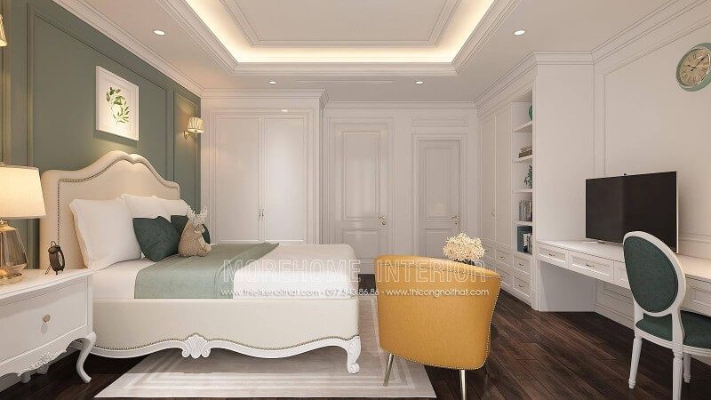 Mẫu giường ngủ gỗ bọc da cao cấp với đường cong tỉ mỉ tạo sự mới lạ cho không gian ấm cúng phòng ngủ