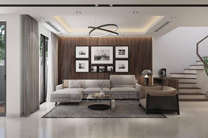 Sofa góc chữ L màu trắng đẹp cho không gian phòng khách hiện đại