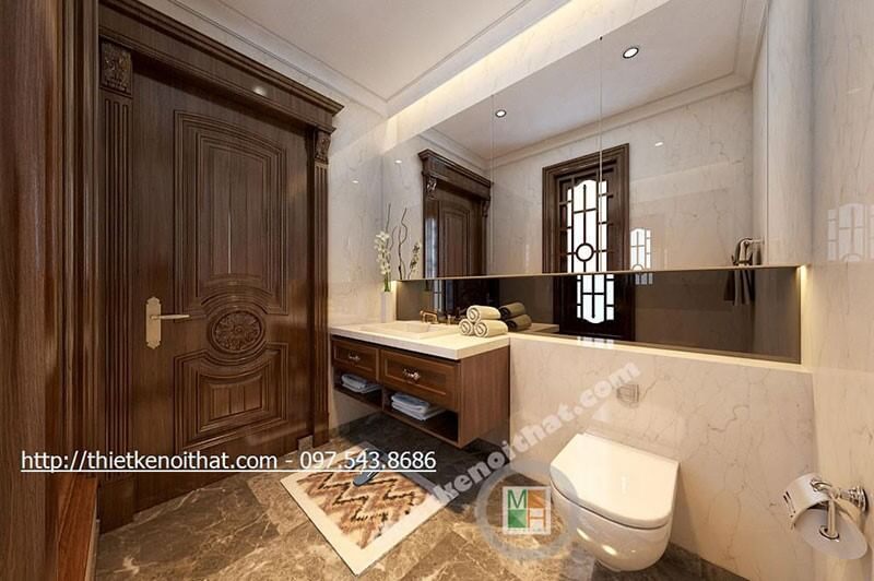 Mẫu cửa gỗ 1 cánh cho phòng tắm với đường nét chạm khách độc đáo, ấn tượng